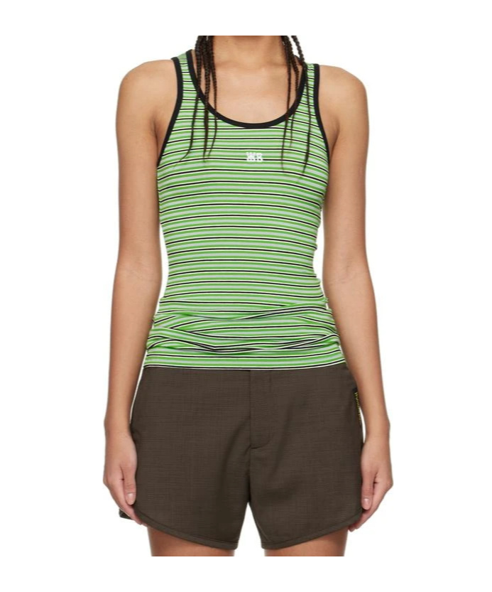Wales Bonner Sonic Striped Jersey Tank In Green