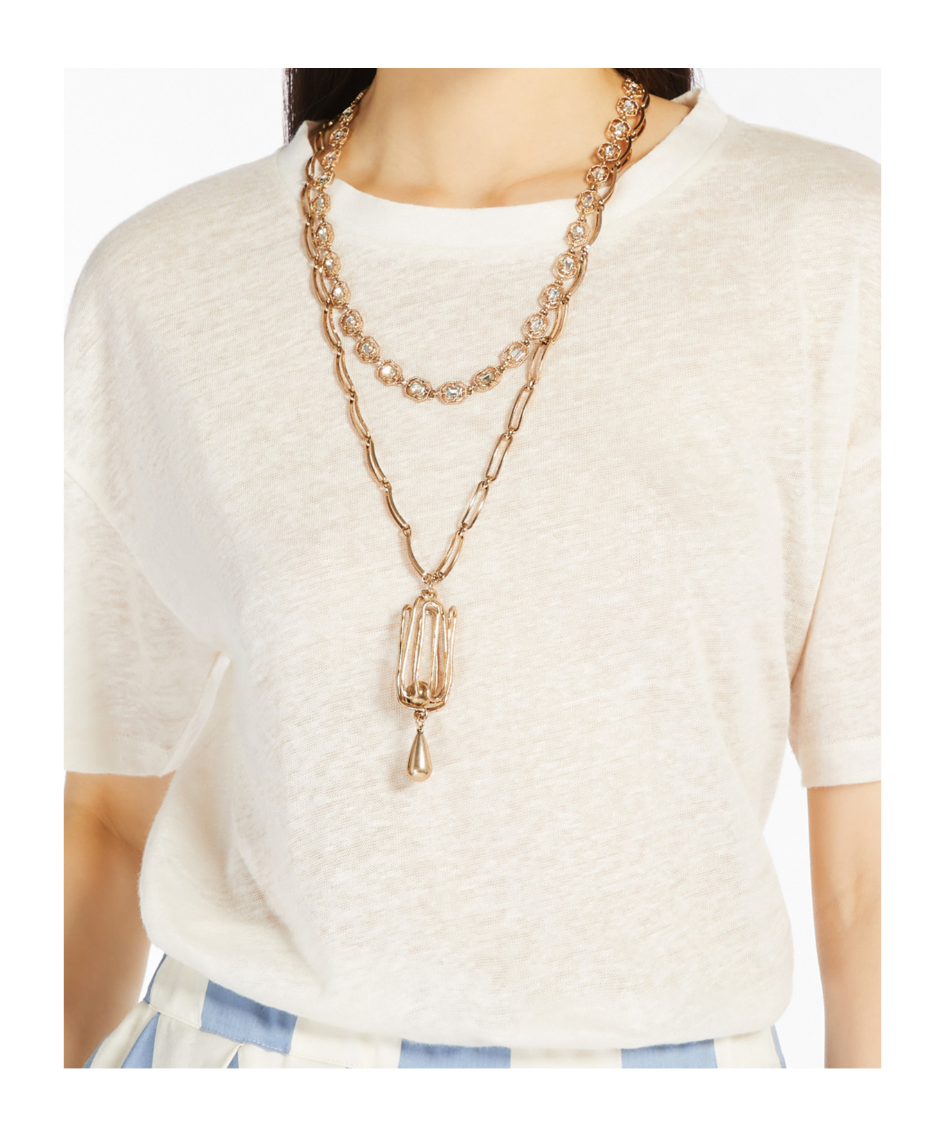 Weekend Max Mara Metal Double-strand Necklace In Yellow