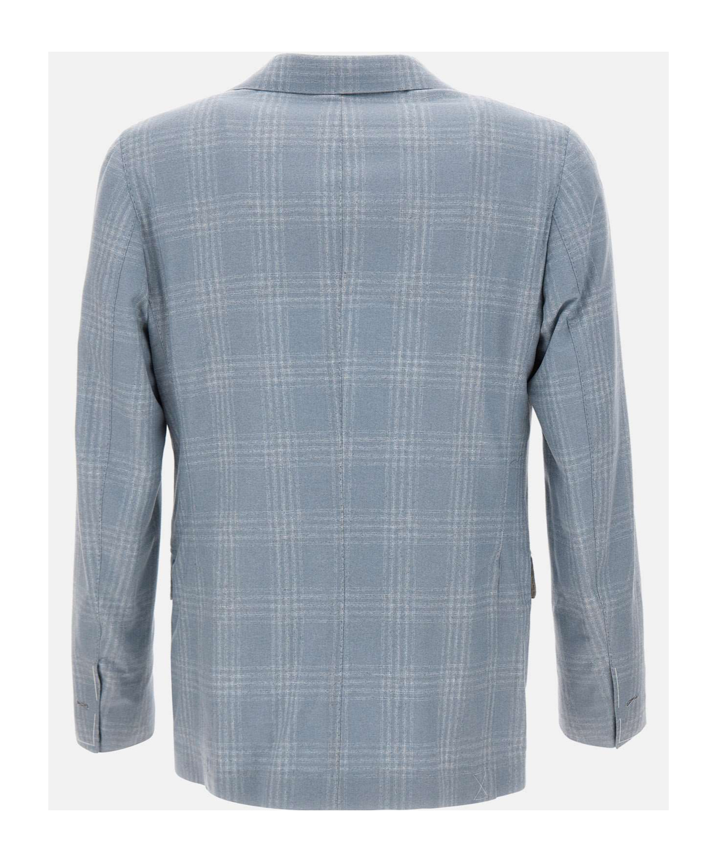Eleventy Single-breasted Checked Blazer In Blue