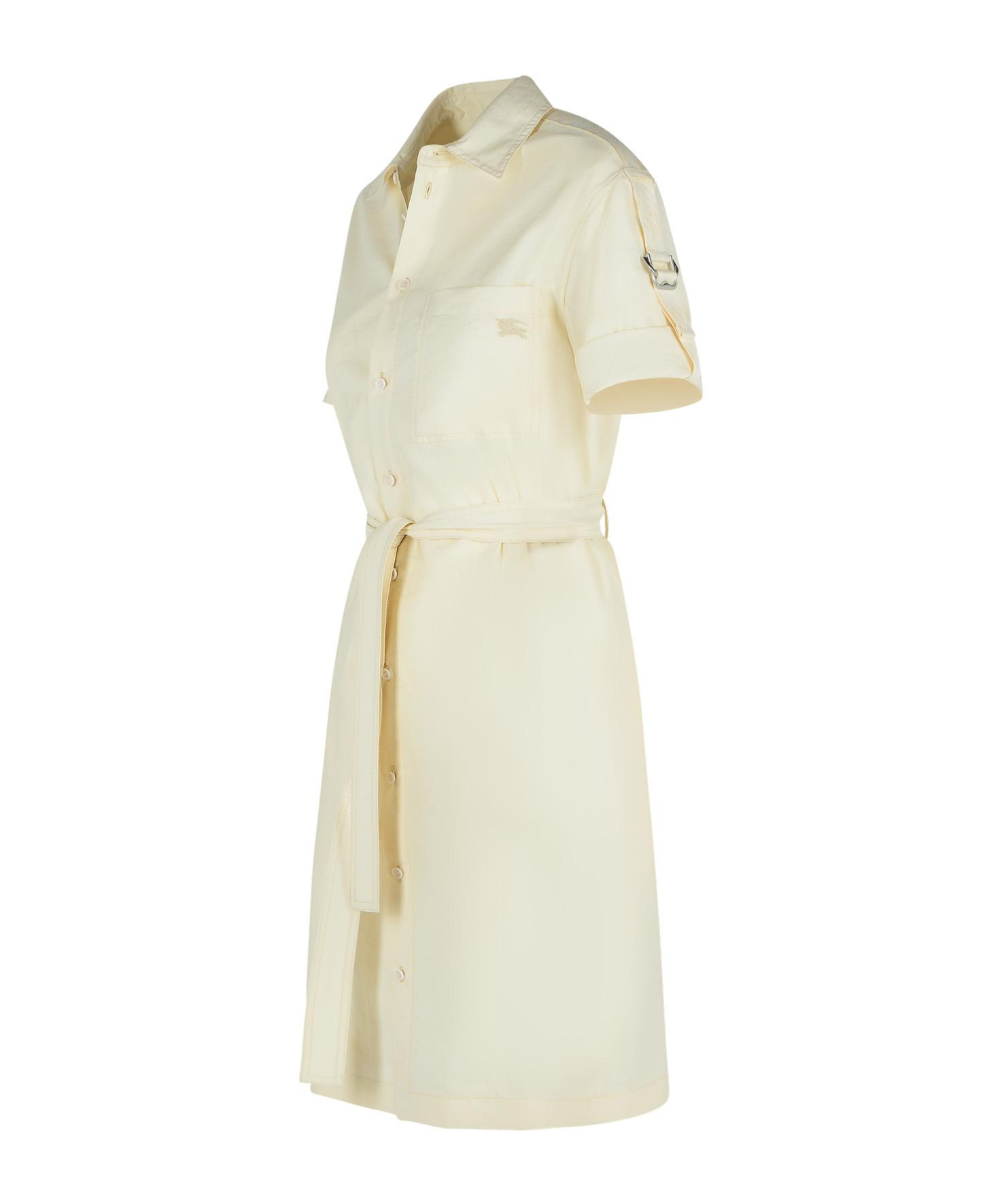 Burberry Silk Blend Dress Featuring Belted Waist In White