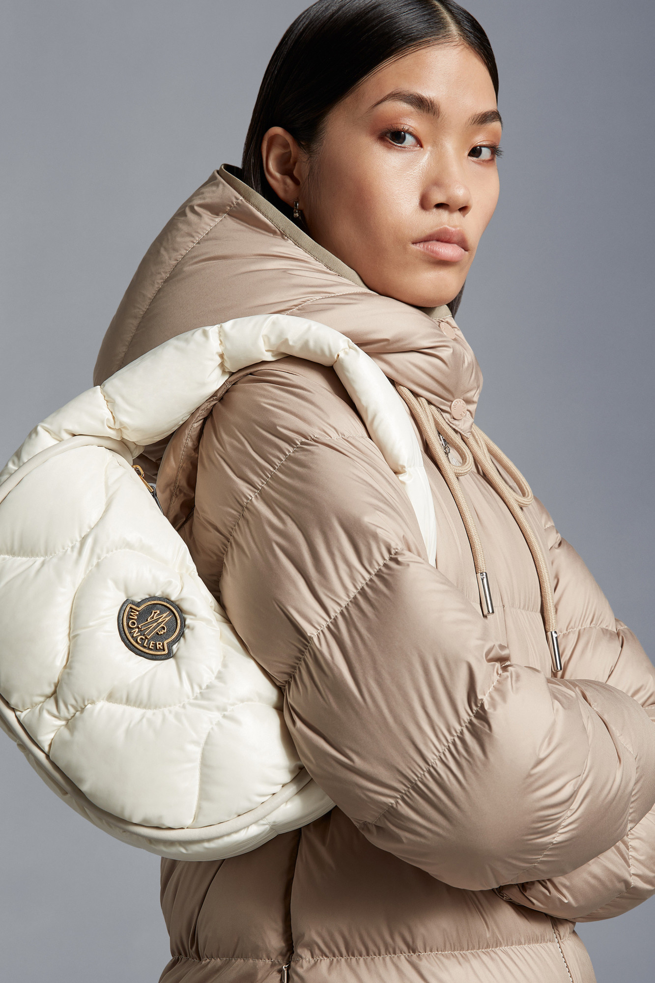 Moncler Delilah Quilted Shoulder Bag In White