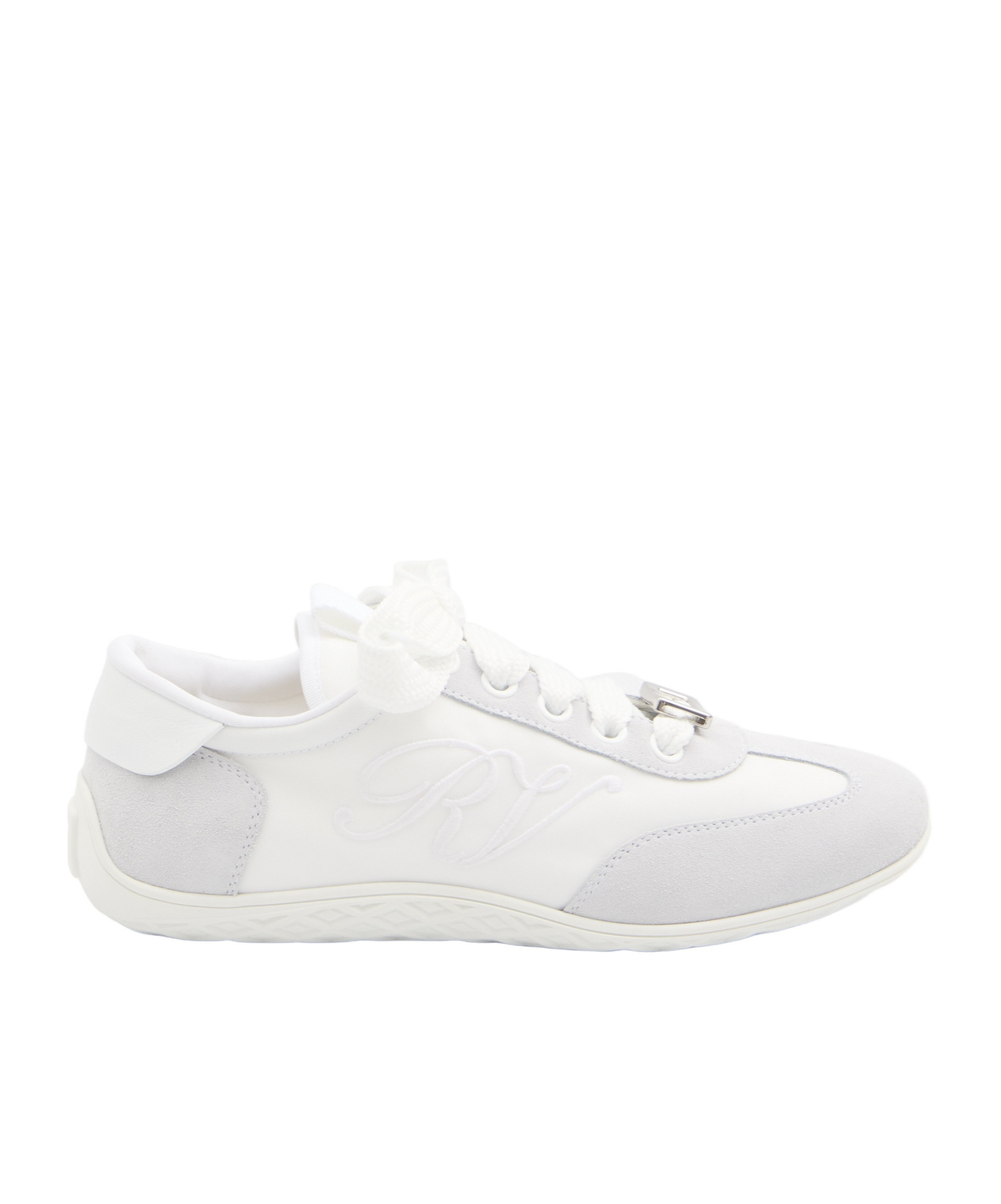 Roger Vivier Viv Suede-trimmed Canvas Sneakers In White