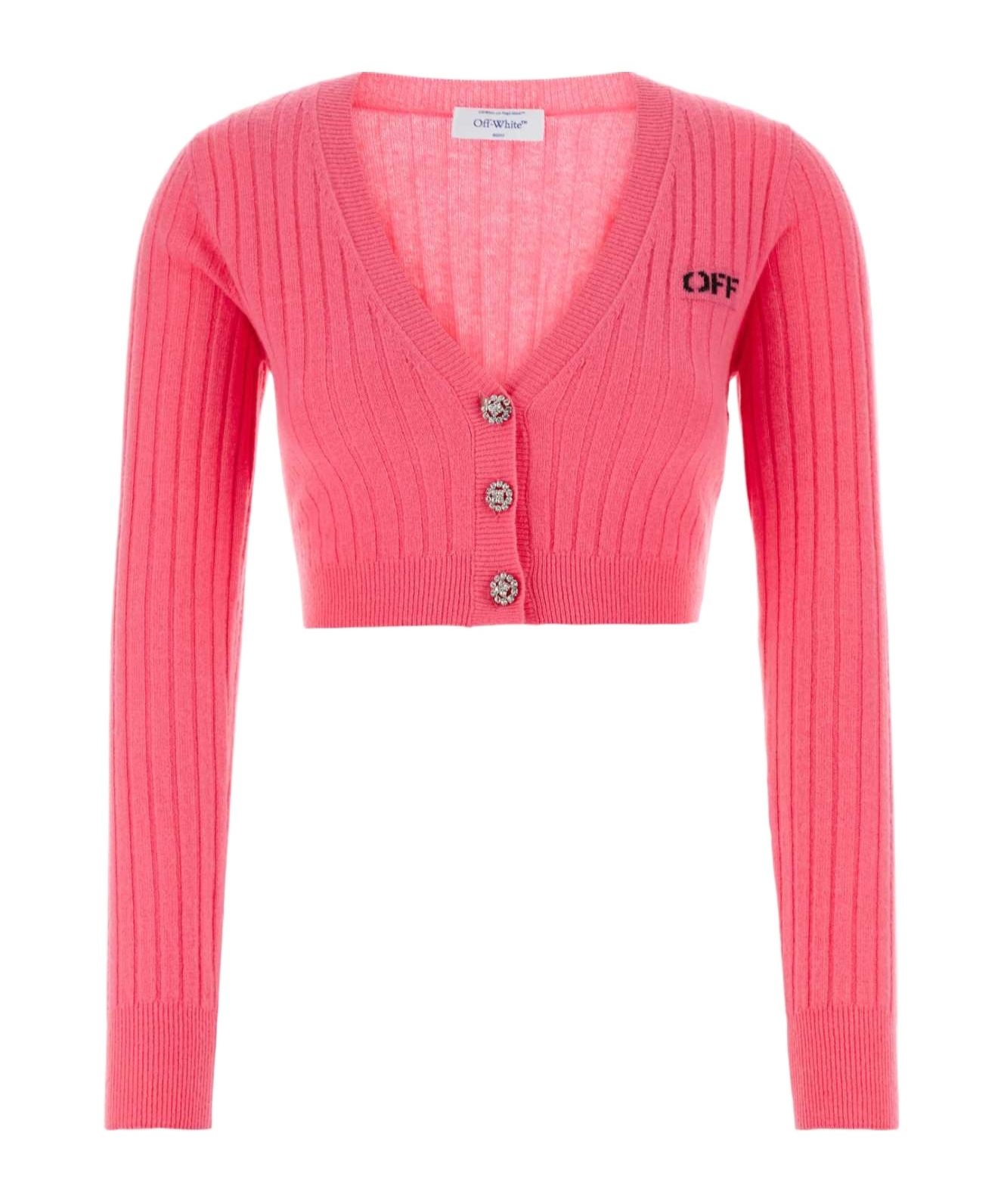 Off-white Off White Fuchsia Wool Blend Cardigan In Pink