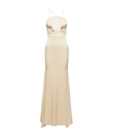 Alex Perry Drake Halterneck Cutout Satin Gown In Nude