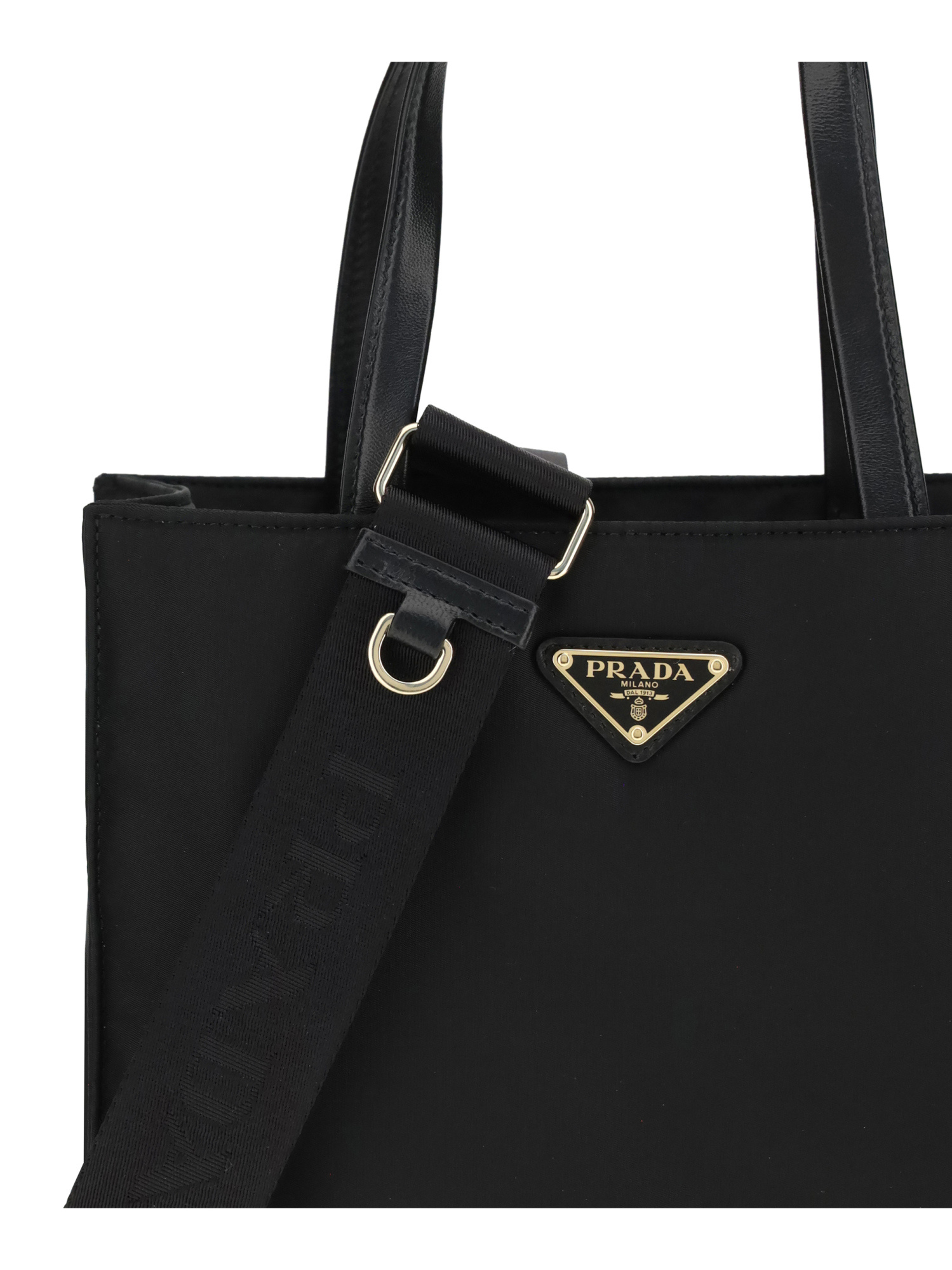 Prada Re-nylon Triangle-logo Tote Bag In Black