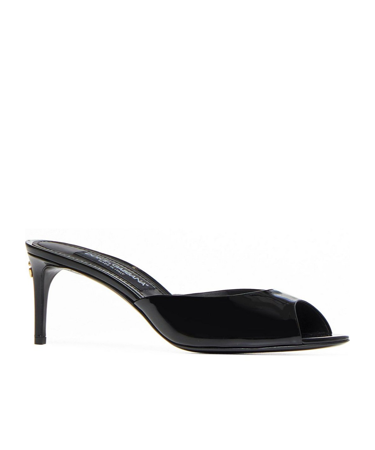 Dolce & Gabbana Patent Leather Open Toe Mules Heel 7 Cm In Black