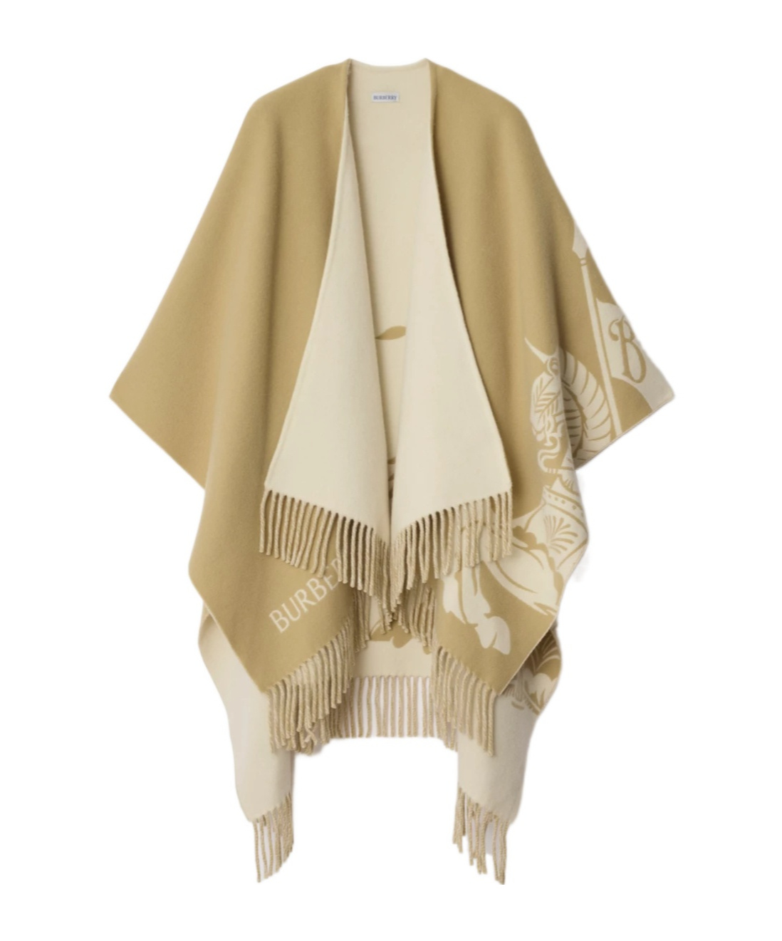 Burberry Ekd Wool Blend Cape In Neutral