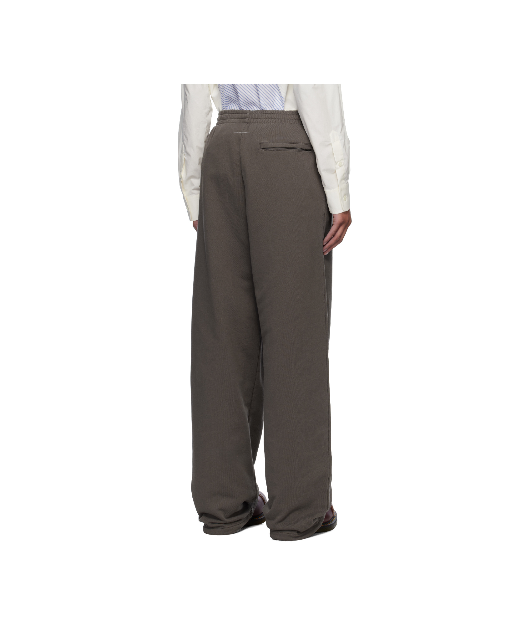 Mm6 Maison Margiela Brown Taped Logo Lounge Pants In Black