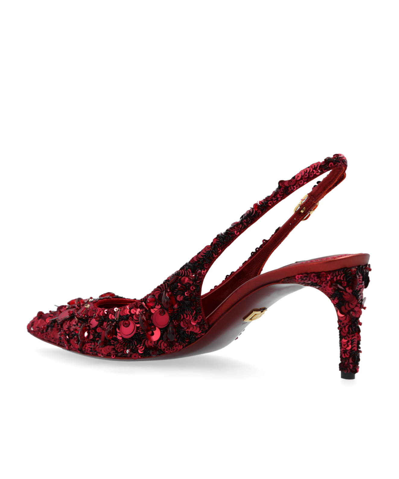 Dolce & Gabbana Tulle Slingbacks With Sequin Embellishment In Red