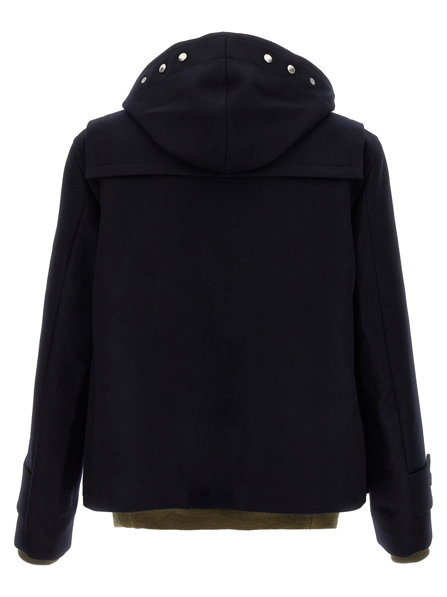 Sacai Hooded Toggle-fastening Coat In Blue