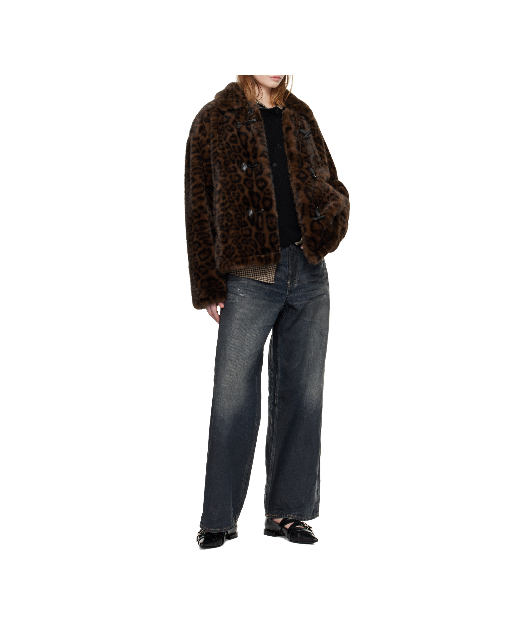 Andersson Bell Leopard Print Faux Fur Button Jacket In Animal Print