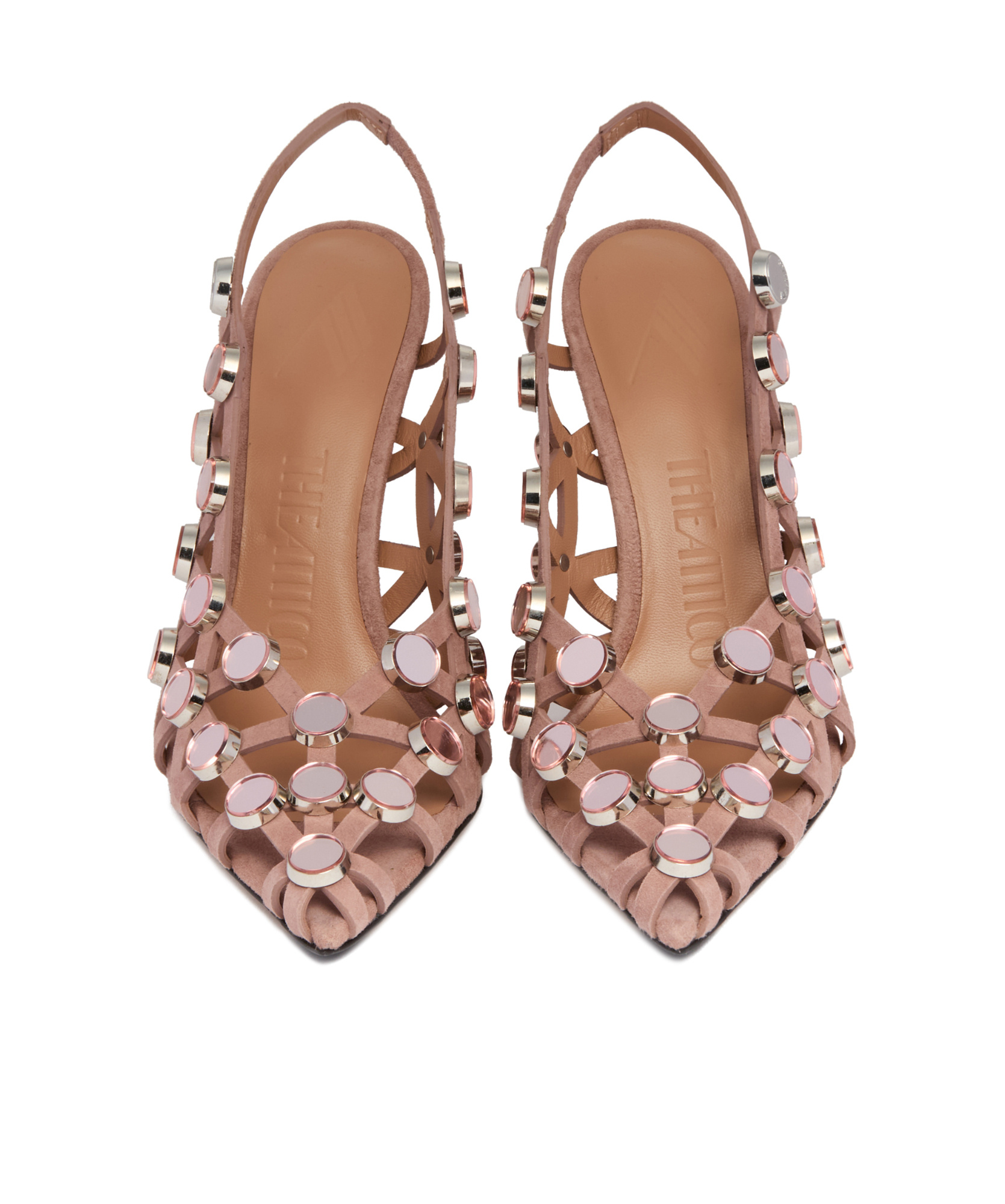 Attico Pointed Toe Grid Slingbacks In Brown
