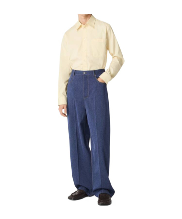 Bottega Veneta Wool-blend High-waist Jeans In Blue