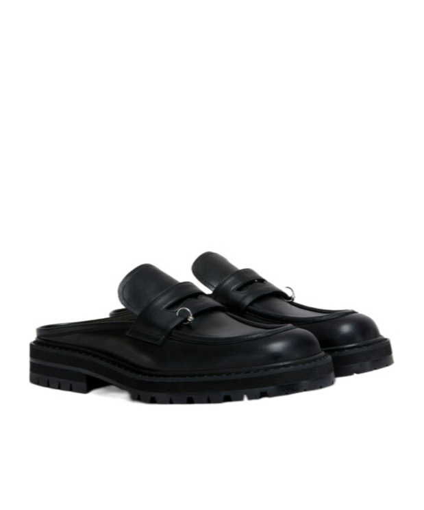 Marni Black Leather Piercing 2.0 Chunky Sabot Loafer In Black