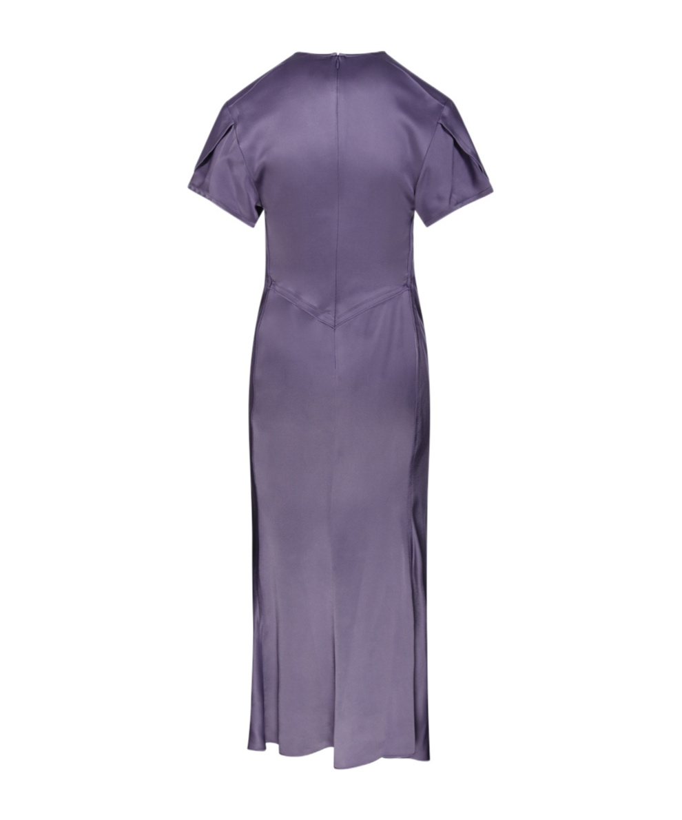 Victoria Beckham Gathered Satin Midi Dress In Purple