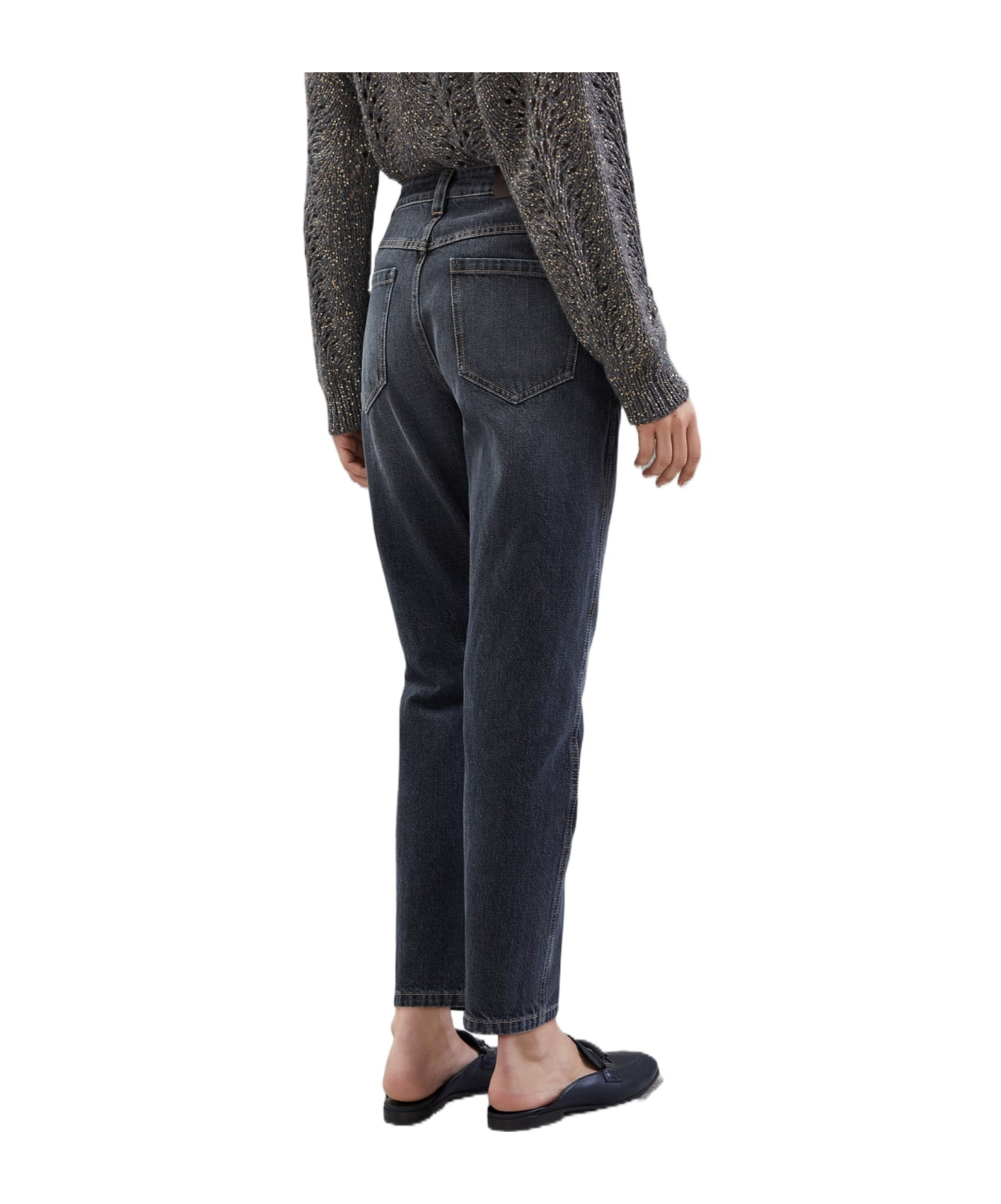 Brunello Cucinelli Straight-leg Cropped Jeans In Black