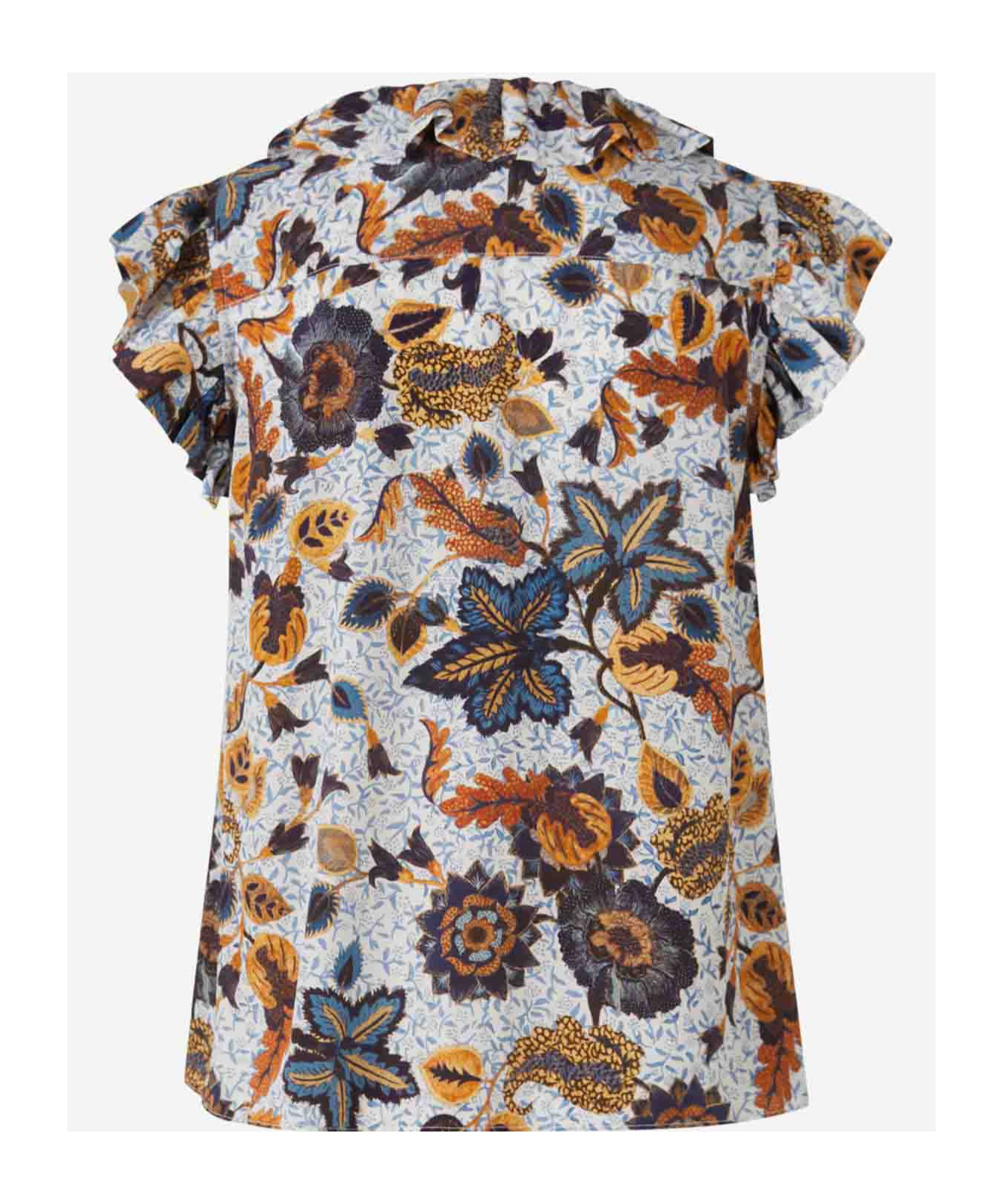 Shop Ulla Johnson Ruffled Silk Blouse In Gray