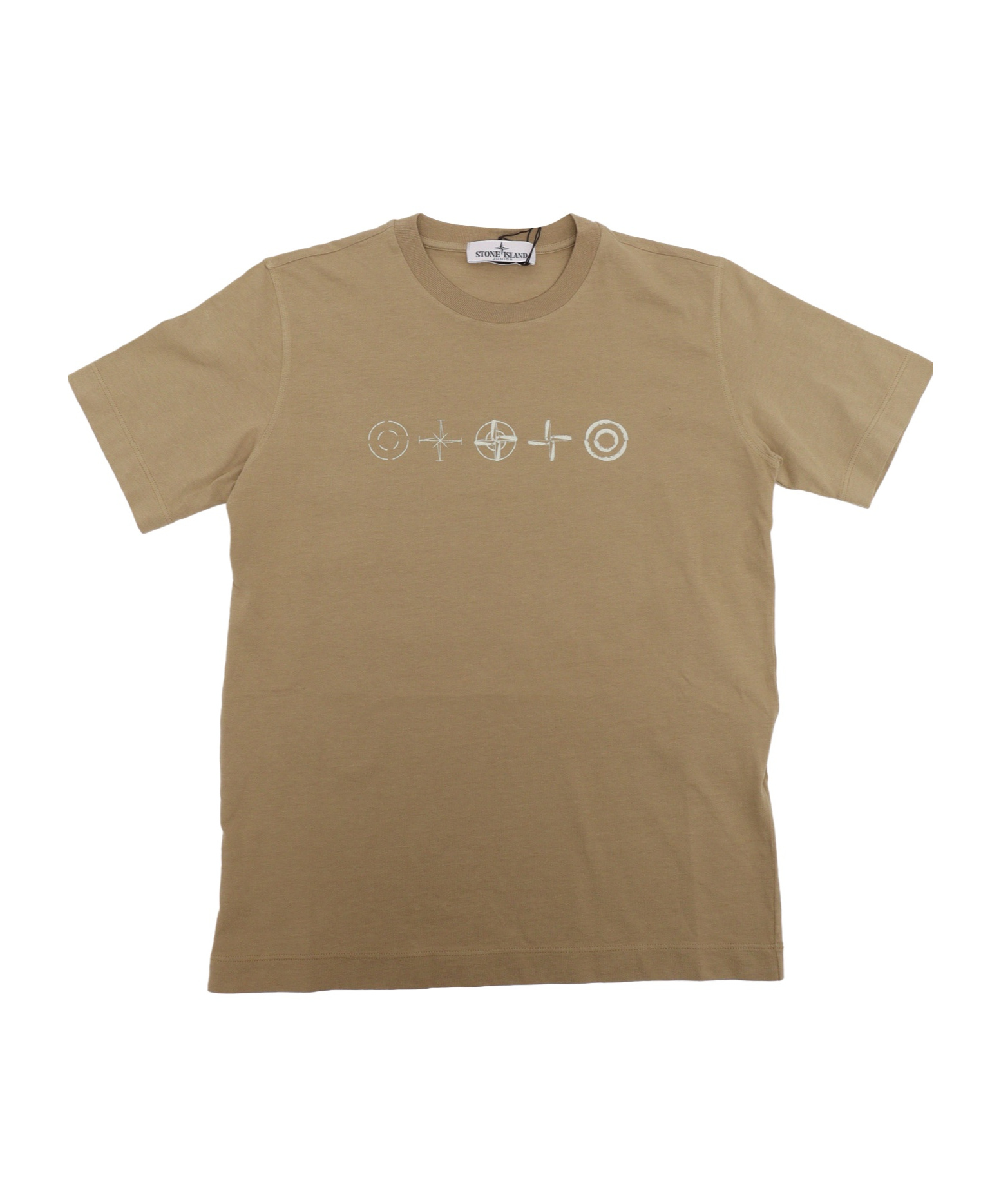 STONE ISLAND STONE ISLAND JUNIOR COMPASS PRINTED CREWNECK T-SHIRT