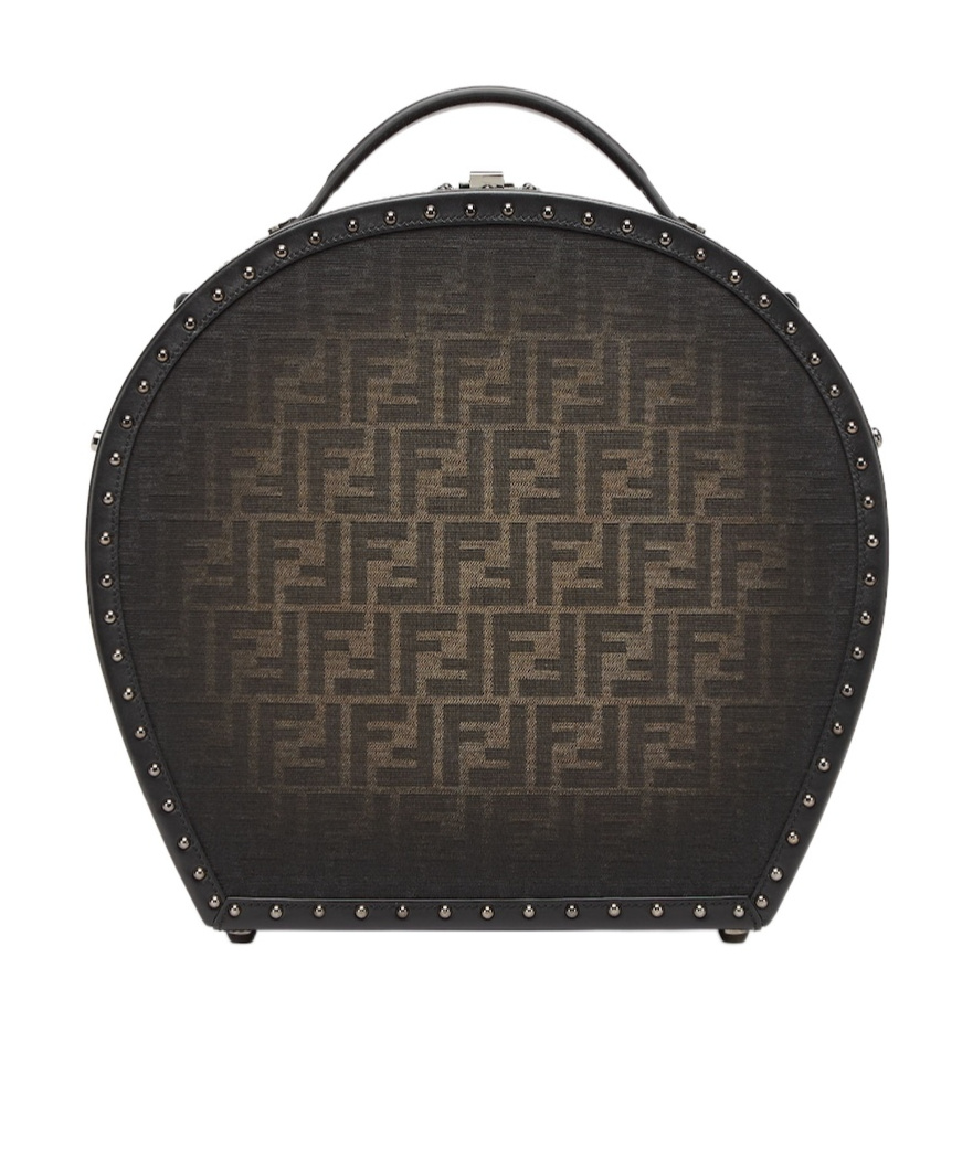 Fendi Ff Jacquard Travel Hat Box In Black