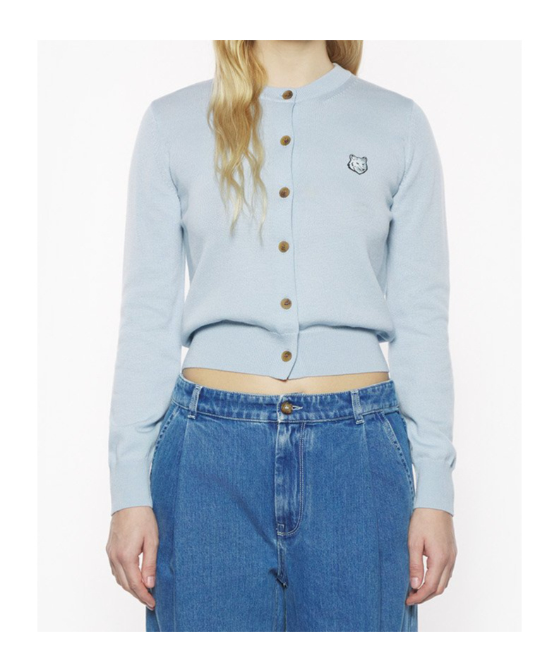 MAISON KITSUNÉ MAISON KITSUNÉ FOX HEAD EMBROIDERED KNITTED CARDIGAN