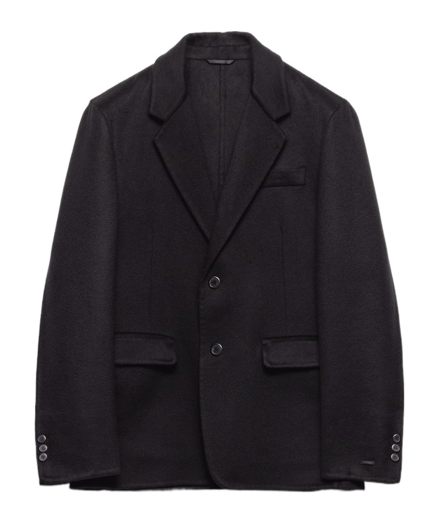 Prada Single-breasted Cashmere Jacket In Black