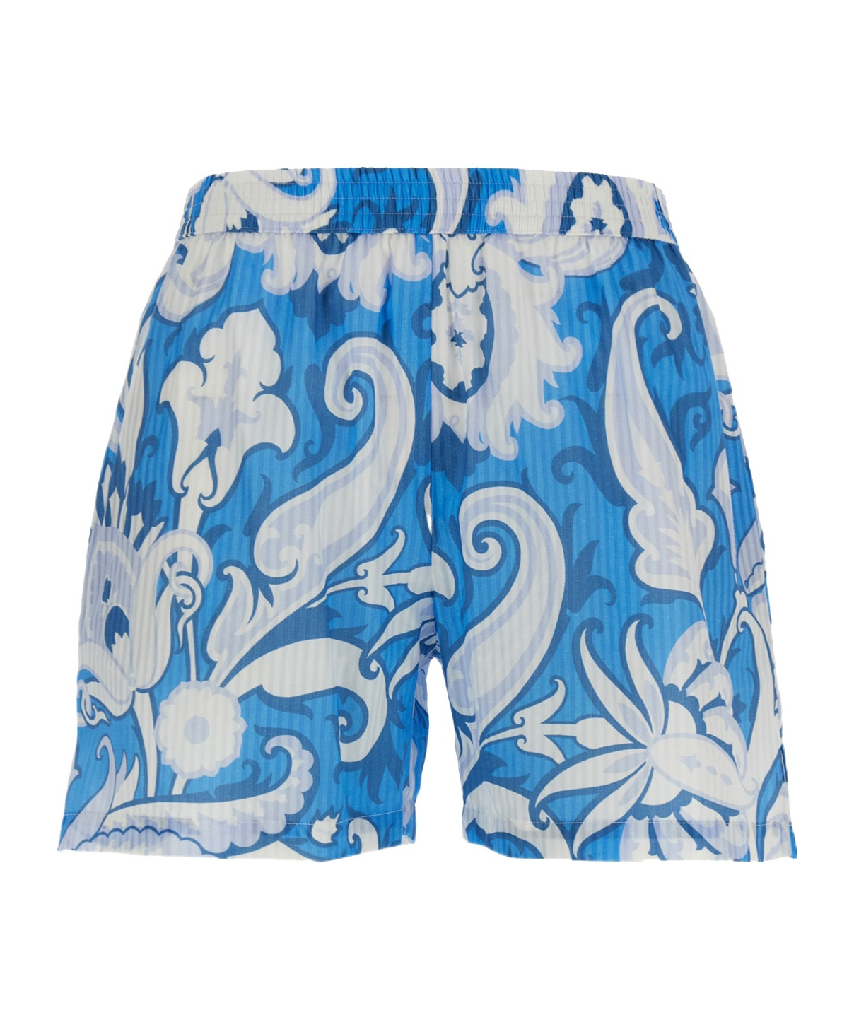 Shop Etro Floral Printed Swim Shorts In Blue