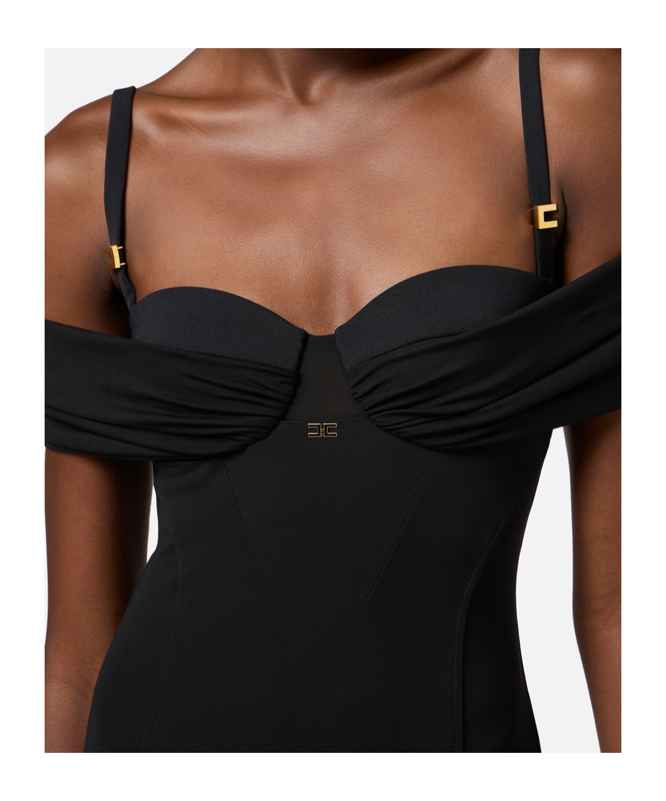 Elisabetta Franchi Red Carpet Crepe Jersey Dress With Corset In Black