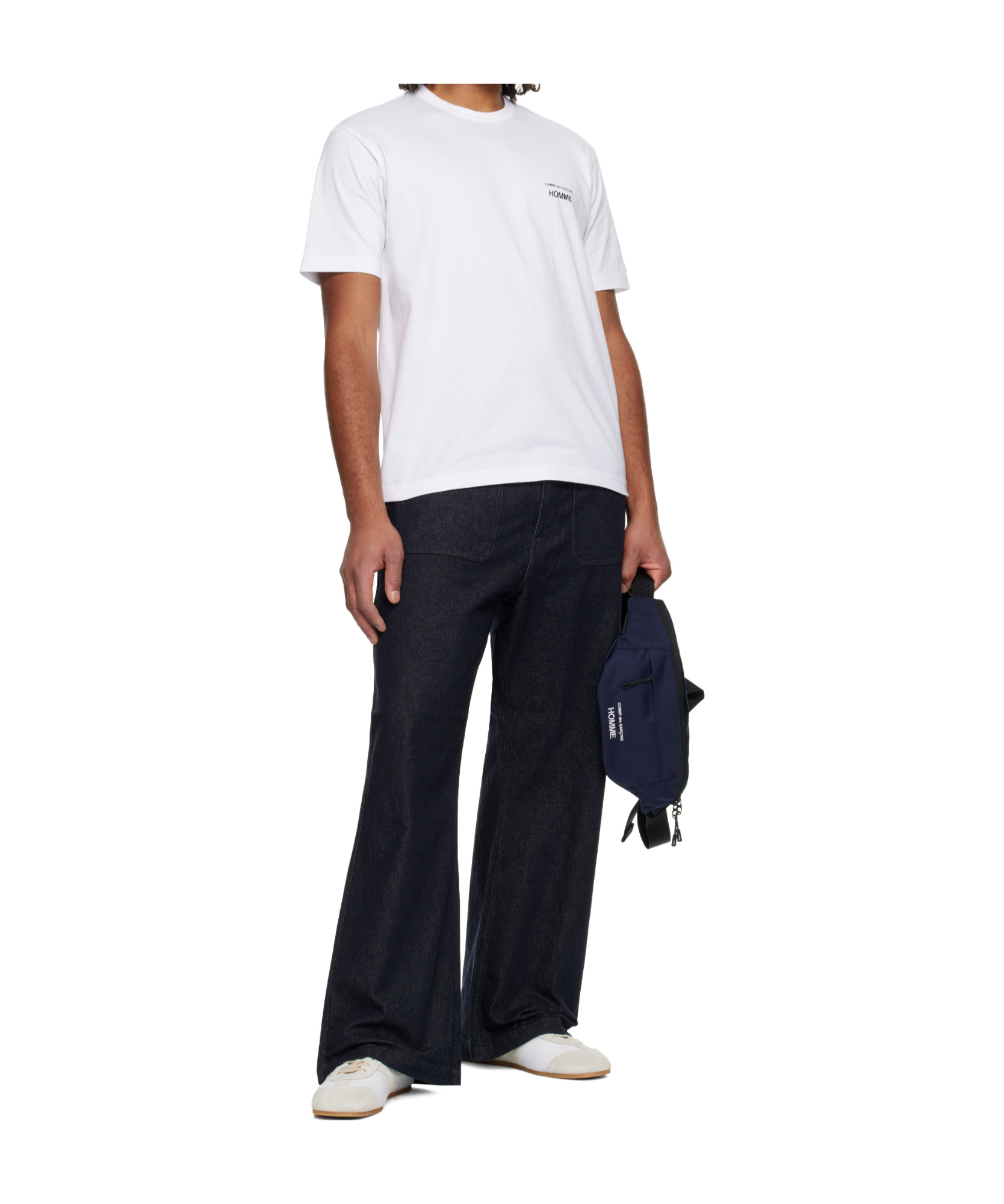 Comme Des Garçons Relaxed Fit Wide Leg Denim Trousers In Blue