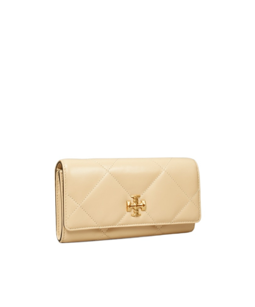 Tory Burch Kira Diamond Quilt Flap Wallet In Vanilla Soft Serve