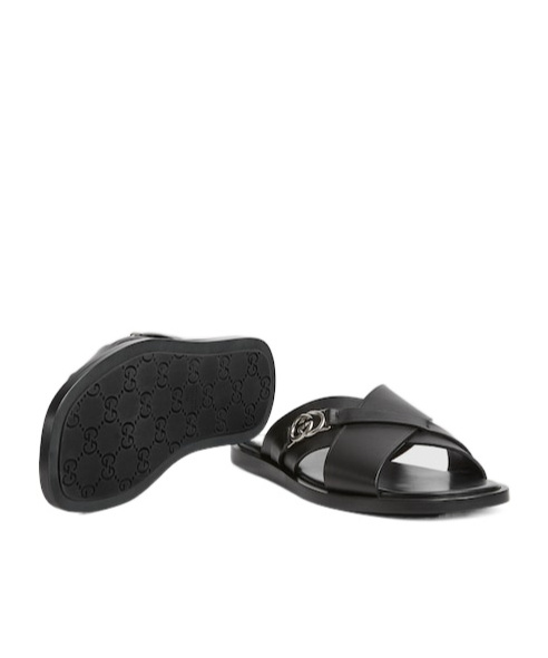 Gucci Leather Slides In Black