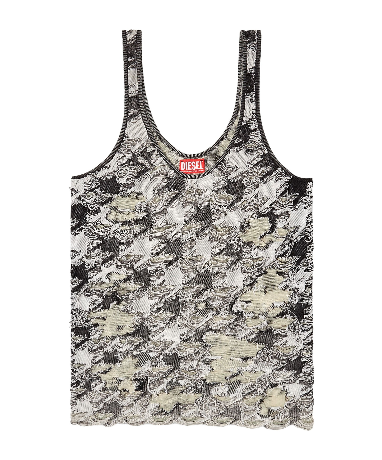 Diesel Houndstooth Jacquard Vest In Black