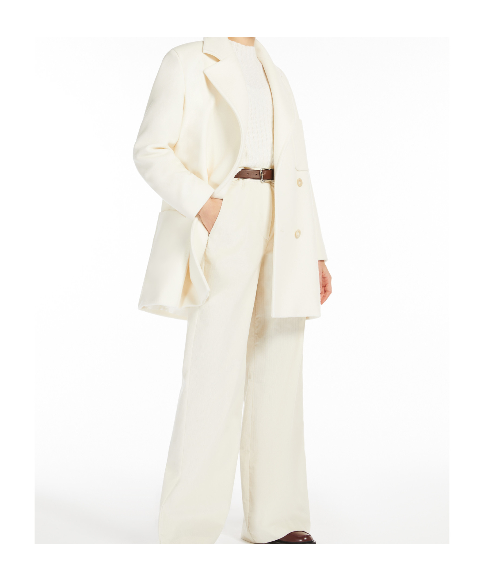 Shop Max Mara Wool Cashmere Coat In White