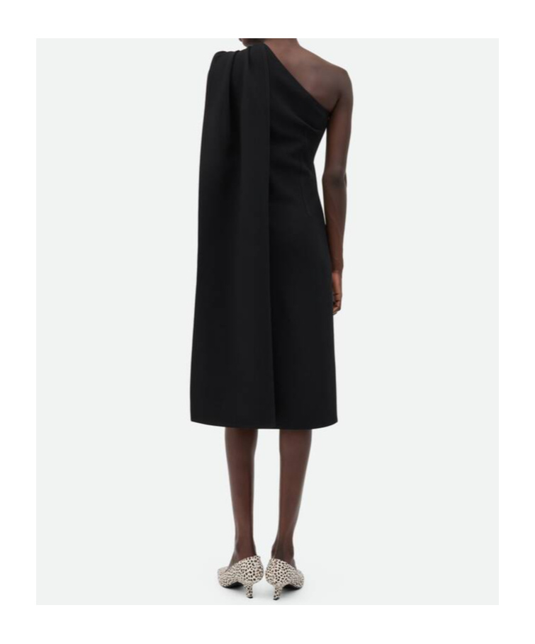 Shop Bottega Veneta Wool Viscose Crepe Dress In Black