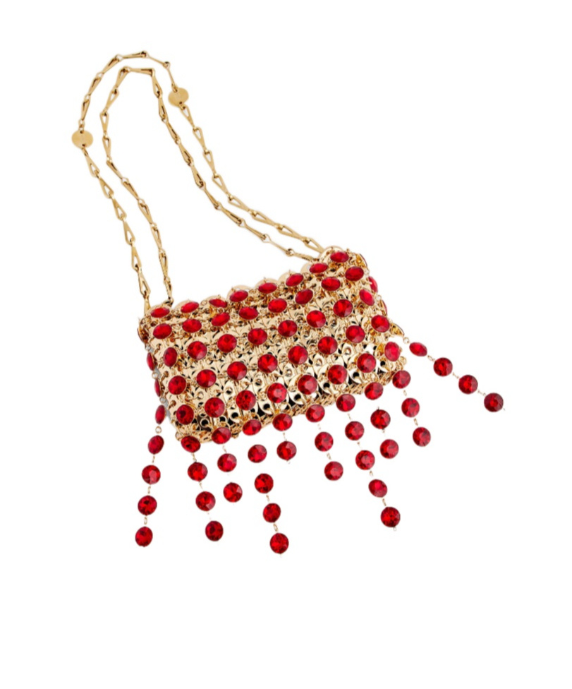 Rabanne 1969 Nano Embellished Shoulder Bag In Gold