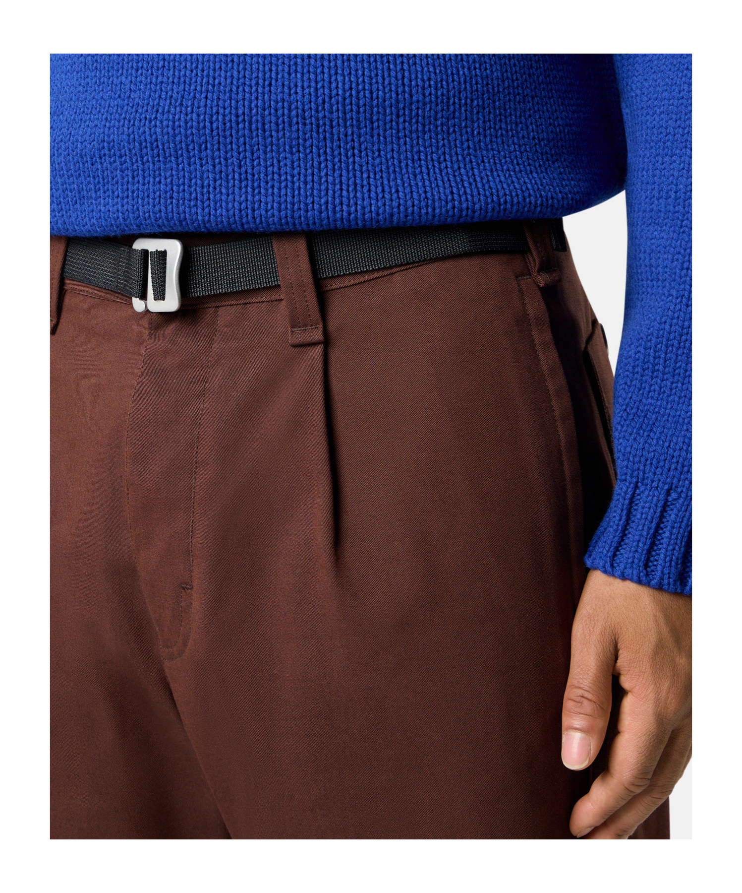 Stone Island Pleated-front Belted Trousers In Brown