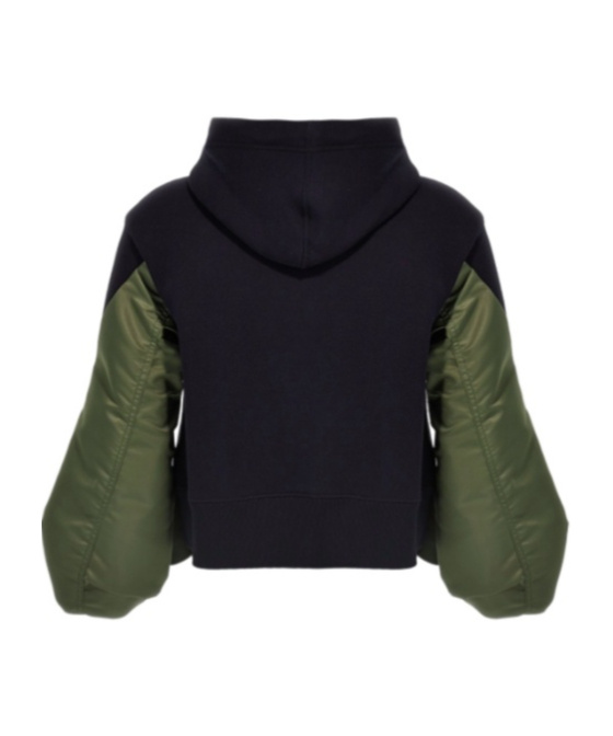 Shop Sacai 'sponge' Cotton Blend Hoodie In Black
