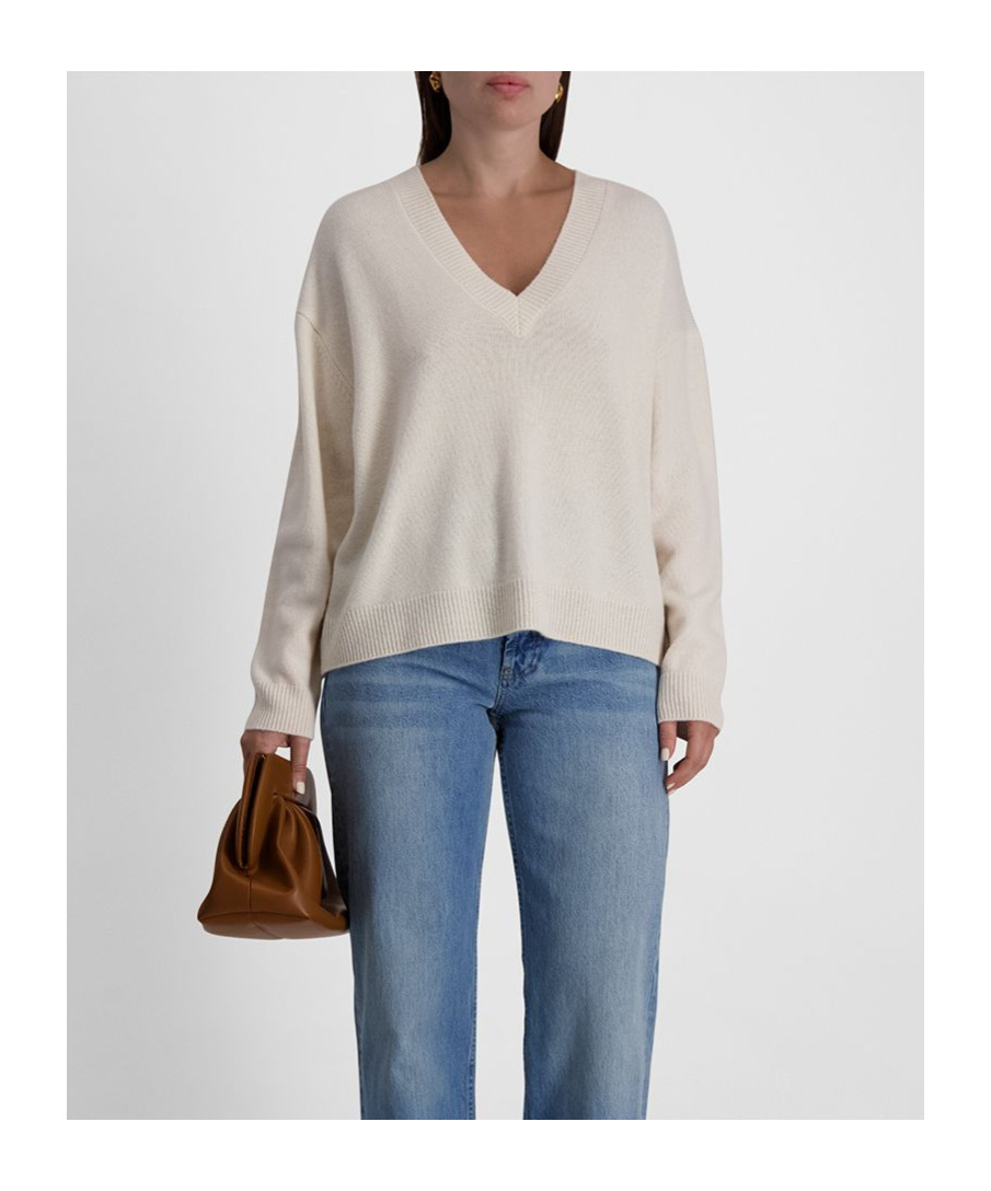 Shop Anine Bing Lee V-neck Cashmere Jumper In Nude