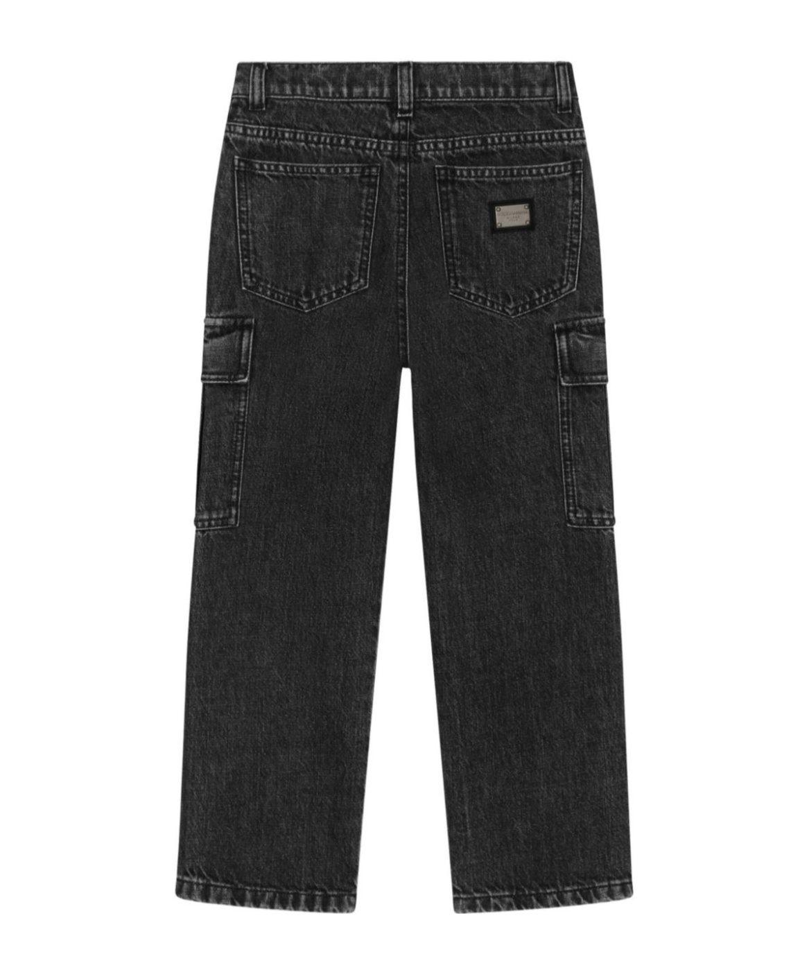 Dolce & Gabbana Logo-plaque Cargo Jeans In Black