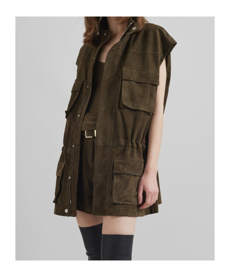 THE FRANKIE SHOP TURIN SUEDE CARGO JACKET 