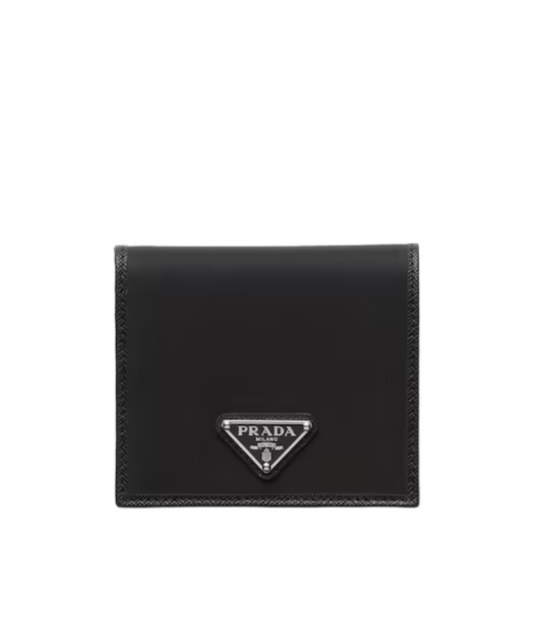 Prada Mens Black Re-nylon Small Recycled-nylon And Leather Wallet In Black