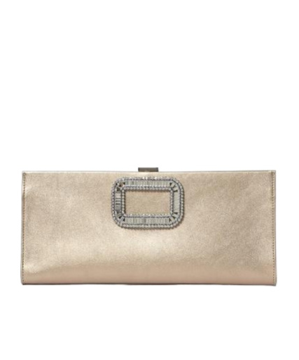 Roger Vivier Crystal Buckle Clutch In Gray
