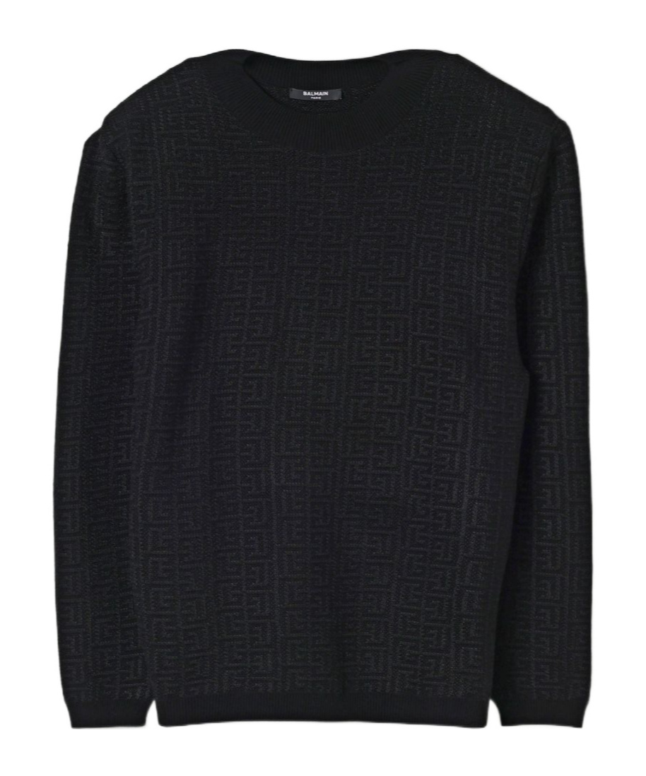 Balmain Monogram-pattern Sweater In Black