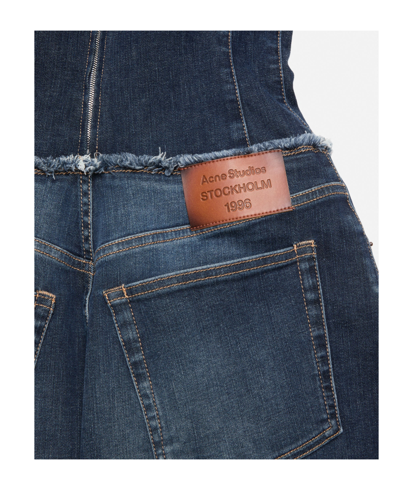 Acne Studios Layered Denim Midi Dress In Gold