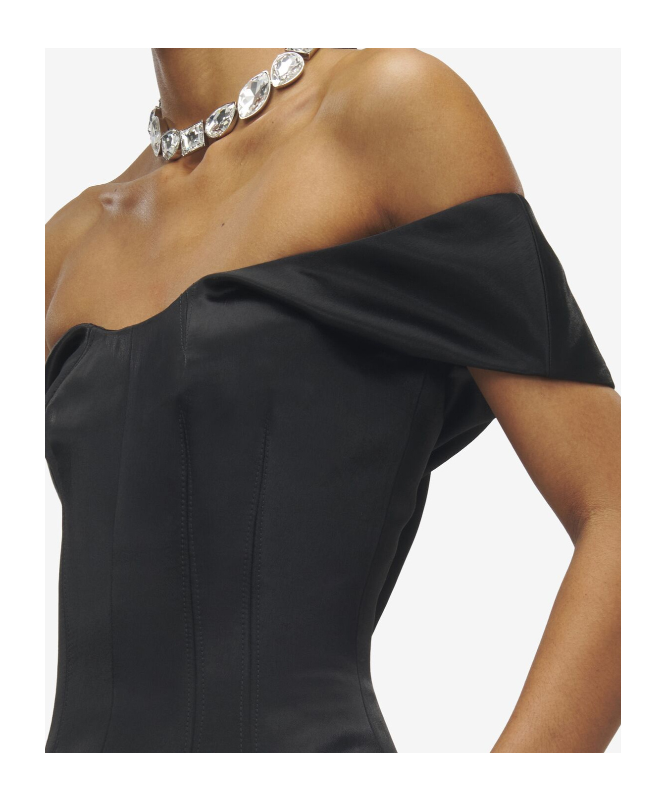 Alexander Mcqueen Off-the-shoulder Satin Crepe De Chine Mini Dress In Black
