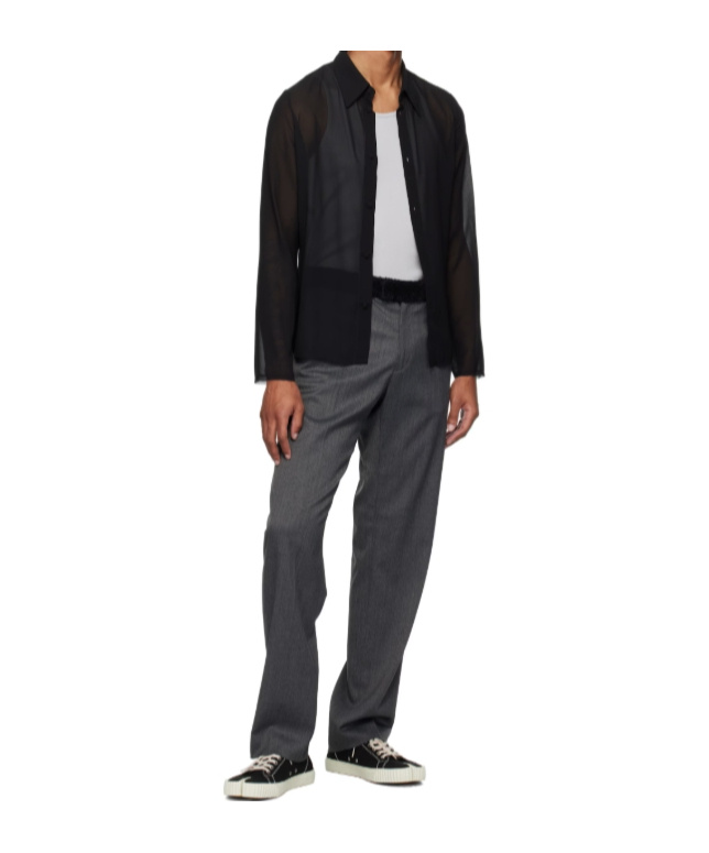 Mm6 Maison Margiela Gray Rolled Cuff Trousers In Gray
