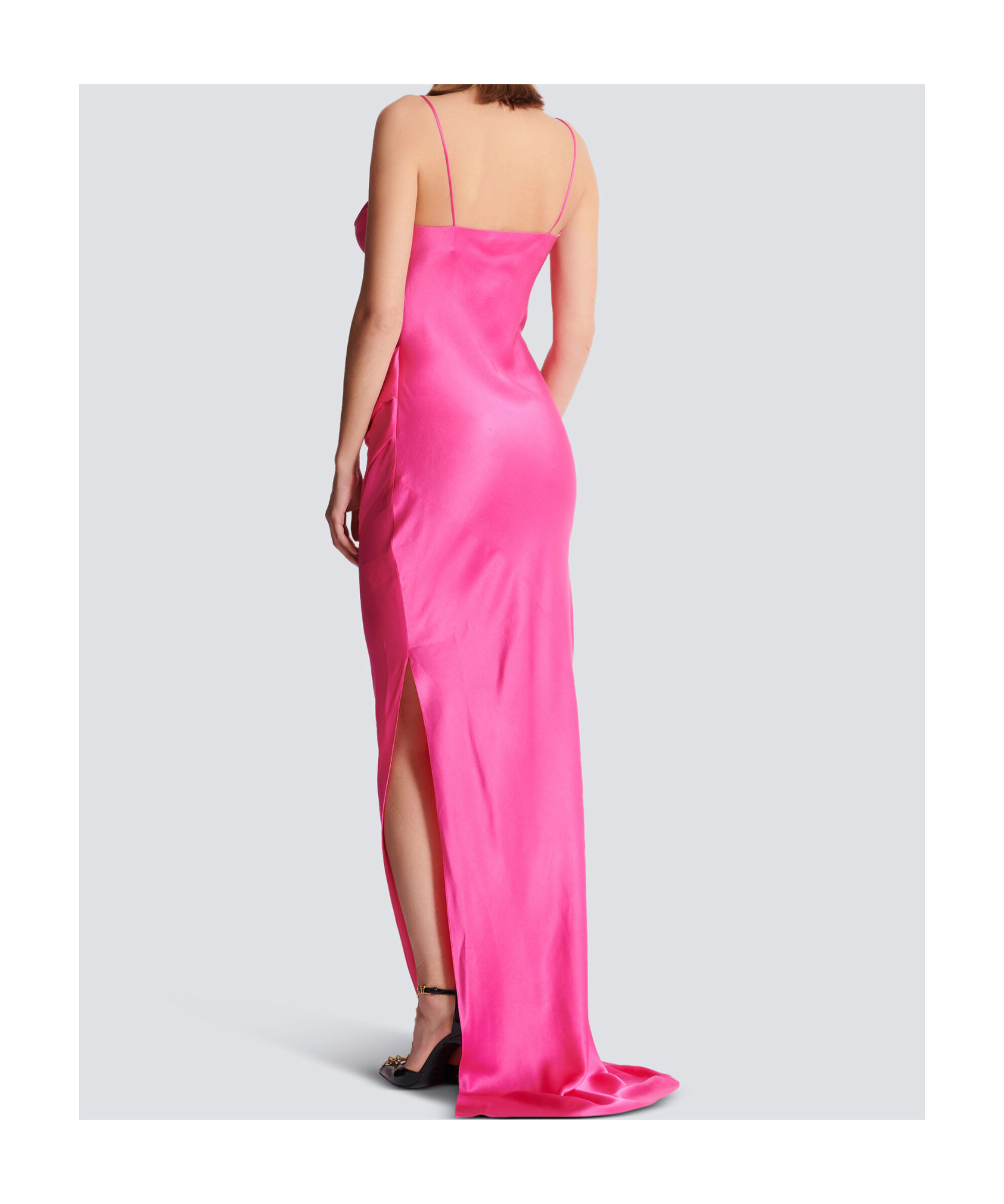 Balmain Slit Knit Dress In Pink