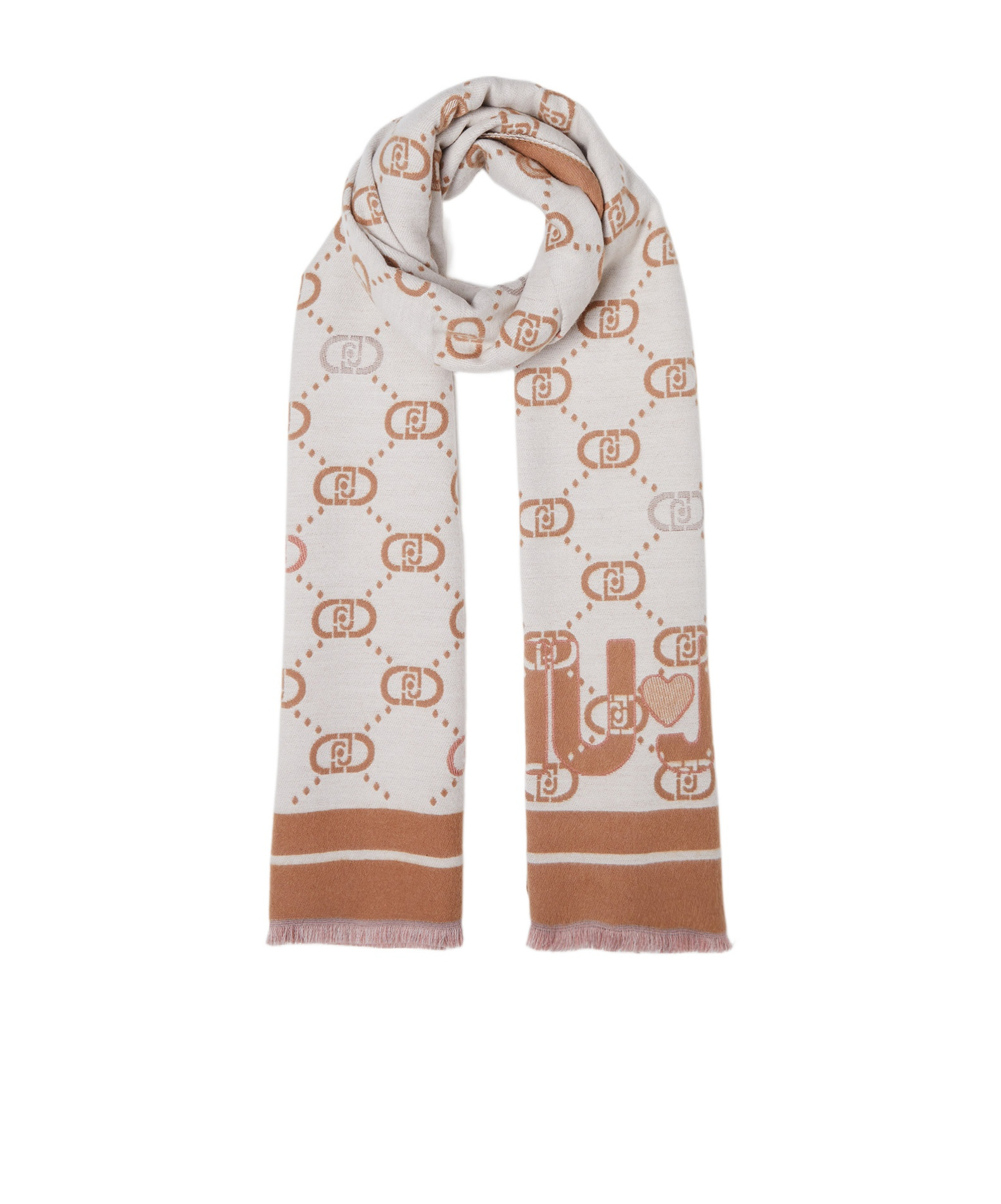 Liu •jo Jacquard Logo Scarf In Gray