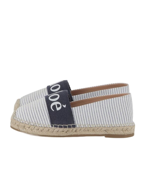 Chloé Round-head Straw Shoes In Gray