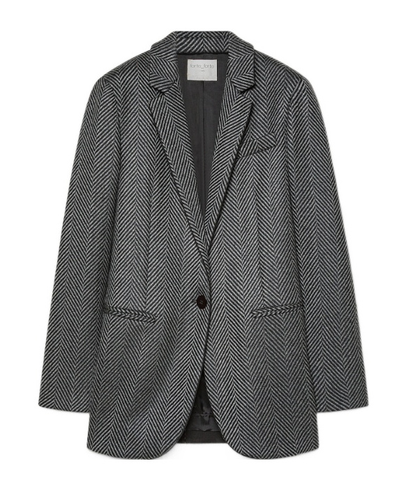 Forte Forte Herringbone Pattern Blazer Front Pockets In Gray