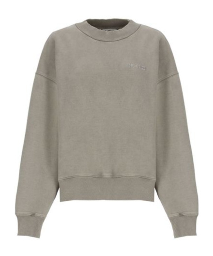 Attico Crewneck Knitwear Ribbed Trims In Gray